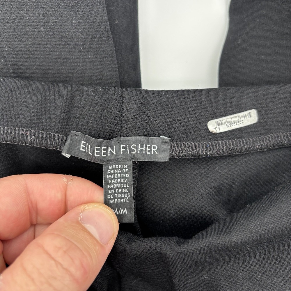 Eileen Fisher Black Pants Pull On Elastic Waist Women's Size Medium Work Career - Picture 3 of 8